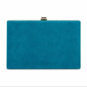 SHIRL MILLER LTD VTG MiAqua Blue Suede Rectangle Clutch Handbag